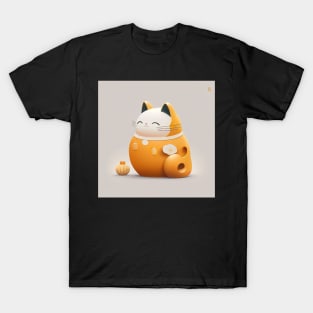 Japanese Orange Lucky Cat T-Shirt